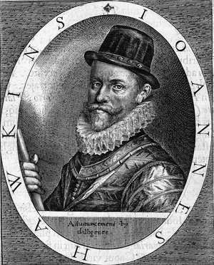 portrait of Sir John Hawkins English Admiral, 1620 (engraving)