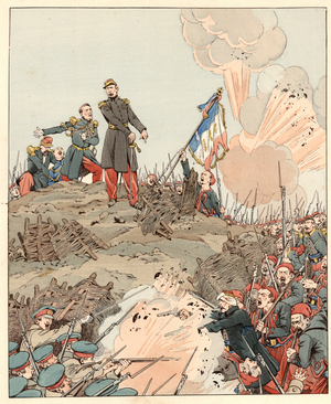 Sebastopol' siege :General Mac Mahonsaying “J'suis, je y reste”, 1915 (engraving)