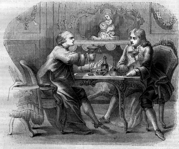 The Marquis de Nointel offering a lunch at the bandit Cartridge (Louis Dominique Cartridge said, 1693-1721). Engraving from 1852.
