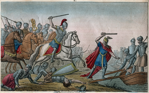 Clodion, ancestor of the Merovingians, leader of the Salians Francs, 1825 (engraving)