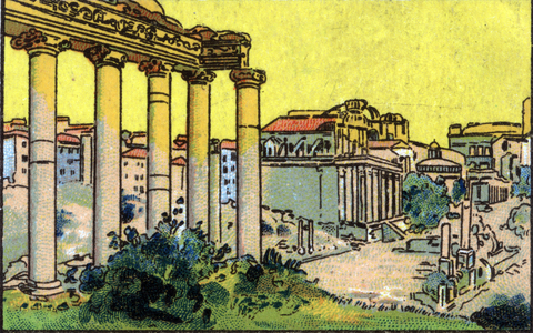 View of the Roman Forum in Rome or also Forum Vetus ), Italy, 1936 (chromo)