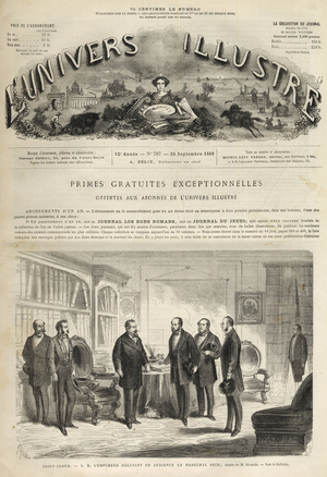 Chateau de Saint-Cloud Napoleon III Receiving Juan Prim (Spanish general and statesman) (Juan Prim, 1st Marquis of los Castillejos) (1814-1870) - the Illustrous Universe of 1869