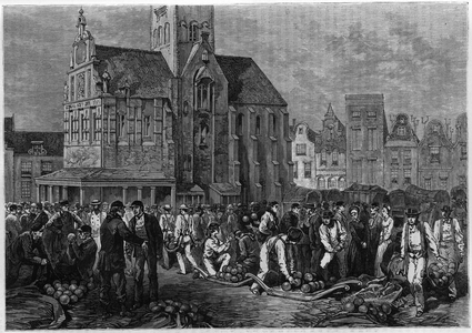 Le marche des chemages, à Hoorn, Holland. Engraving in “Le journal de la jeunesse””, 1885.