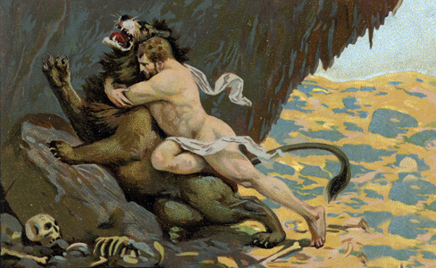 The Labors of Hercules: Hercules and the Lion of Nemee, beg of 20th century (chromo)