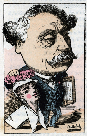Portrait of Alexandre Dumas Jr. french writer (engraving)