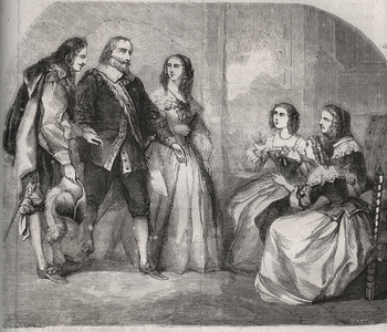 The Marquis of Montespan, Louis Henri de Pardaillan de Gondrin (on the left) came to propose to the marriage of Francoise Athenais in 1663, 19th century (engraving)
