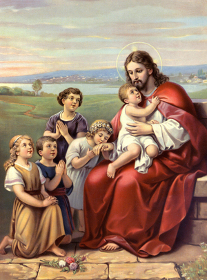 Chromolithography of the late 19th century representing the life of Christ.