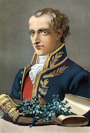 Portrait of Antoine Laurent de Jussieu (1748 to 1836). French botanist. after “La Ciencia y sus Hombres” by Louis Figuier. Barcelona 1881