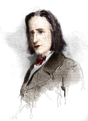 Portrait of Franz Liszt (Listz) (1811-1886), Hungarian composer and pianist. Engraving from 1865-1866.