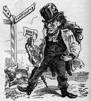 Cartoon of the German composer Richard Wagner , 1886 (engraving)