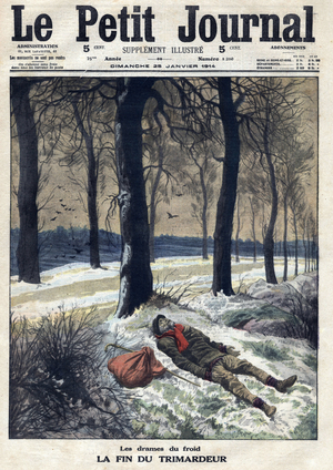 The end of the Trimardeur: cold-dead vagabond on the side of the road 1914