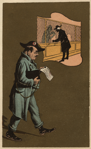 A tax inspector, anonymous chromolithography, late 19th century.