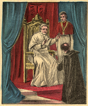 Louis-Gaston de Segur French bishop at the Vatican in front of Pope Pius IX, 1910 (print)