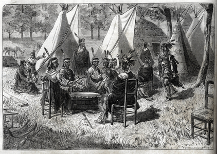 Human Zoos - Human Zoo - Ethnological Exhibitions - Mohas Indians at the Garden of Acclimatation (The Illustrous Diary of 1883) - Fifteen Nebraska Amerindians