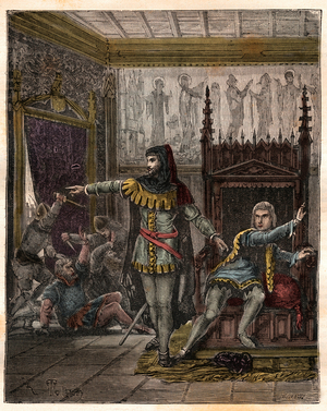 One hundred years war: "The dolphin Charles and Etienne Marcel 1879-1882 (engraving)