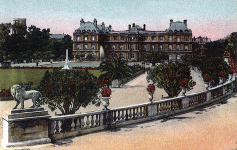 Paris: the Palais and the Jardin du Luxembourg. Photograph of 1920 in “” Artistic Album”” of the city of Paris. Private collection.