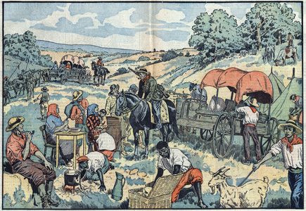 Population migration in Africa: 2000 Boers leave the Portuguese colony of Angola - in "Le Pelerin" September 30, 1928