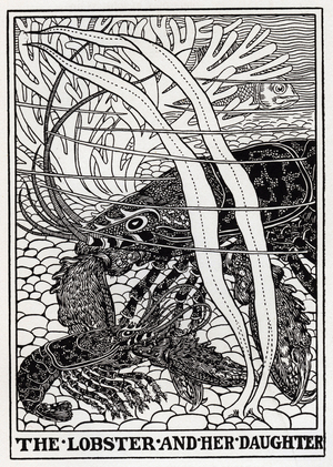 L'ecrevisse et sa fille - The Lobster And Her Daughter (Collection 3, Book 12, fable 10) - engraving from “A Hundred Fables of La Fontaine” Illustrated by Percy J. Billinghurst (1871-1933) - 1899 -