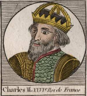 Portrait of Charles II the Bald, King of France, 1821 (engraving)