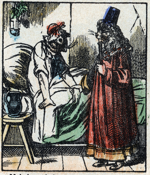 Illustration of the tale "Raminagrobis and the Mice" late 19th century (print)