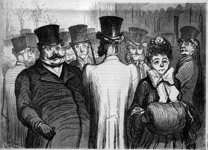 The boulevard of the Italians. Cartoon by Honore Daumier (1808-1879). Engraving in “” Le Monde Illustré”” n°252 of February 8, 1862.
