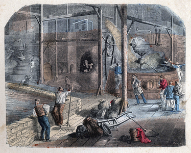 The manufacture of beer. 19th century illustration. Bianchetti collection.