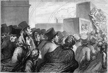 Sunday travelers. Cartoon by Honore Daumier.  "Le Monde Illustré" n°264 of 3 May 1862.