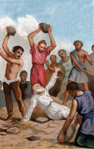 Martyrdom of Saint Pothin, first eveque of Lyon and first eveque of Gaul under Marc Aurele (Marco Aurelio) in Lyon in 171.