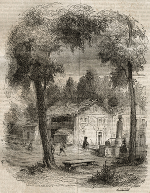 Rousseau a Motiers (Canton of Neuchatel) - Illustration for the “” Confessions” by Jean-Jacques (Jean Jacques) Rousseau (1712-1778) - engraving of 1849