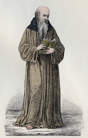 SAINT BONAVENTURE (1221-1274) Italian Franciscan cardinal, theologian and philosopher - Portrait of Saint Bonaventure (Giovanni da Fidanza or Bonaventura de Bagnorea, circa 1220-1274), theologian, Doctor of the Church (Seraphic Doctor). Engraving of the 19th century