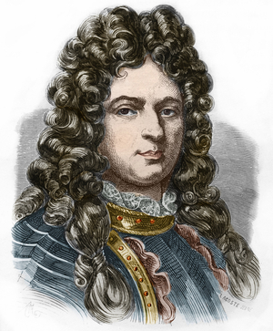 Portrait of Jean Bart, French privateer.Engraving of the 19th century.