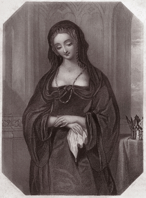 Lady Grey (Henry VI) (Henry VI) (Elizabeth Woodville) in - “” Galerie des femmes de Shakespeare, collection of forty-five serious portraits by early London artists, enriched with critical and literary notices””” circa 1838 - from “” Gallery of the women of Shakespeare, Collection of forty five portraits engraved by the first artists of London, enriched by critical and literary notes”, circa 1838