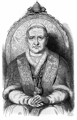 Portrait of Pope Gregoire XVI (Bartolomeo Alberto Cappellari Pape under the name of Gregorius XVI or Gregorio XVI, 1765 - 1846) Engraving in “History of the Pope-King-Queen-and-Emperors through the centuries” by Maurice Lachatre, 1863.