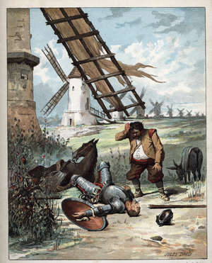 Illustration "Don Quixote" written by Miguel Cervantes, 19th century