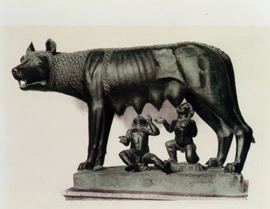 The wolf with Romulus and Remus, symbol of Rome (print)