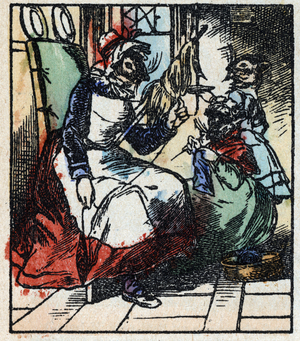 Illustration of the tale "Raminagrobis and the Mice" late 19th century (print)