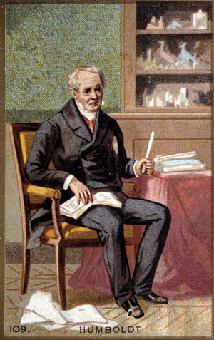 Portrait of Baron Alexander Von Humboldt (Alexander of Humboldt, 1769-1859), German naturalist and traveler. Chromolithography of the 19th century.