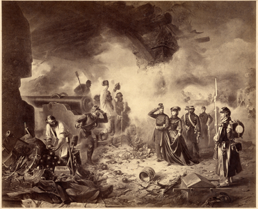 Risorgimento - the siege of Gaeta, 1860-1861. Unification era, Italy, 19th century. Marie-Sophie (Marie Sophie) Amelie, Duchess in Baviere and Queen of the Two Sicilies 1841-1925 during the siege of Gaete (Gaeta) (1860-1861)