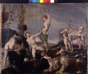 The hunt of Meleagra with the wild boar - painting, 17th century