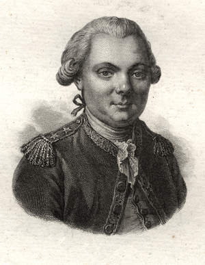 Portrait of Jean-Francois Galaup, Count of La Perouse (Jean Francois Laperouse, 1741-1788), engraving of the 19th century