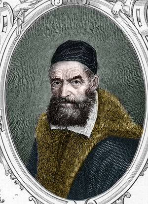 Portrait of Jacopo Palma il Vecchio Italian painter. 1859  "the galleries of Europe - Italy" by Armandaud.