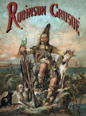 Illustration for “The Life and Strange Surprising Adventures of Robinson Crusoe” by Daniel Defoe (chromo)