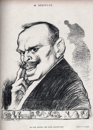 Dreyfus case - The most educated of examining magistrates - Paul Bertulus 1851-1917 - French magistrate - Caricature by Charles Leandre (1862-1934) in “” Le Rire”” number 197 de 1898