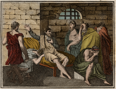 The death of Socrates, Greek philosopher (470?-399 B.C.).