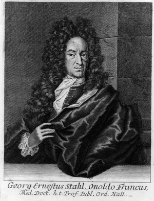 Portrait of GEORG ERNST STAHL, German chemist, Engraving of the 18th century