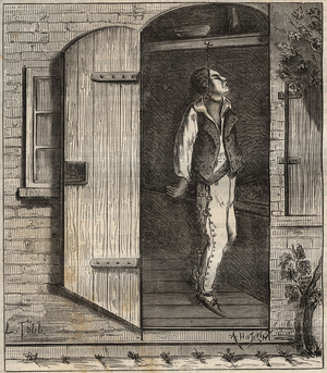 Suicide at the Rochefort bagne in 1840. Illustration from “Histoire des bagnes depuis leur création à nos jours" by Pierre Zaccone.