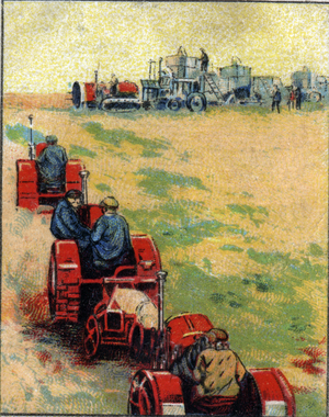 Tractors in Siberia. 1936 (chromo)