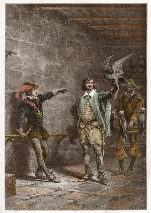 Louis XIII (1601-1643), dit le juste, age sixteen, et son favorite Charles d'Albert, Duke of Luynes (1620-1690) - Louis XIII at sixteen, and his favorite Charles d'Albert, Duke of Luynes - engraving from “” L'histoire de France racontee à mes grandenfants”” - by Francois Guizot - 1872-1876