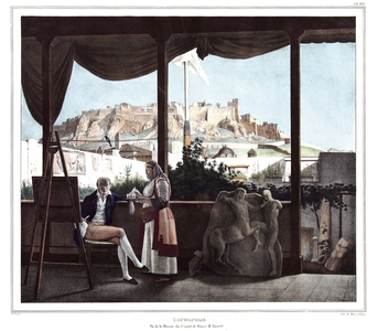 L'Acropolis. seen from the house of the Consul of France, M.Fauvel, in "Journey to Athenes and Constantinople', 1825 (engraving)