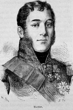 Portrait of Mortier, Duke of Treviso (1768 - 1835), Marshal of France, killed during the attack of Fieschi - in “The History of France” by Henri Martin, 19th century.
